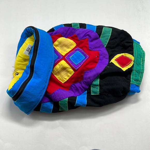 Retro Pet Puffy Hoodie Jacket PufferNeon Geometric Pattern Button Snap Dog Cat - Picture 3 of 9